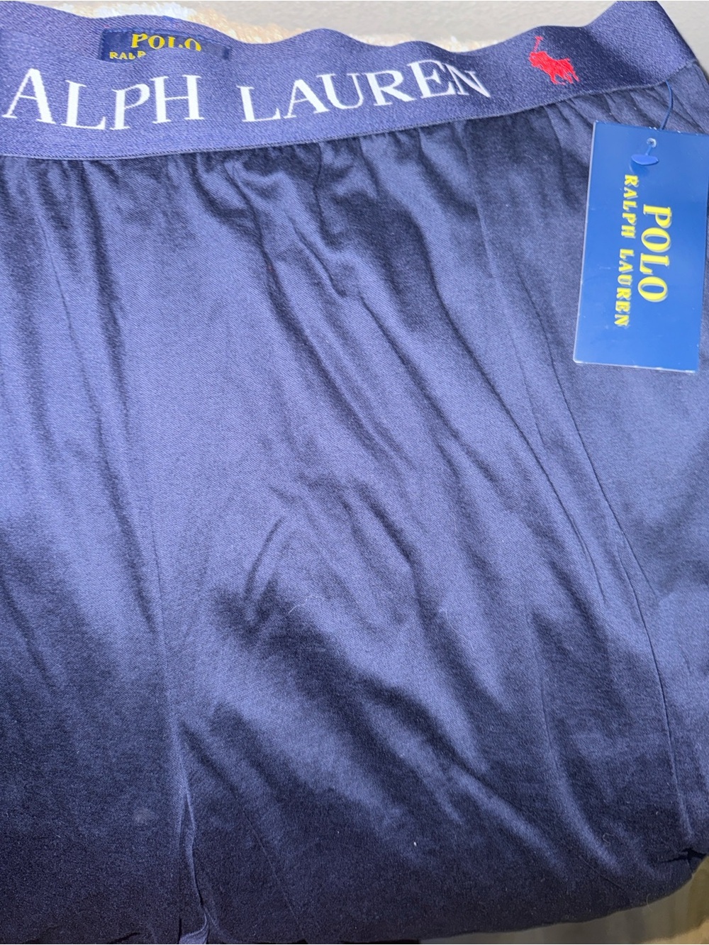 New Polo by Ralph Lauren Navy Boxer Briefs with Red Pony Logo XL